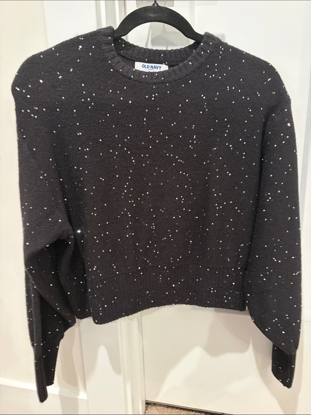 Old Navy Black Sequin Crewneck Sweater